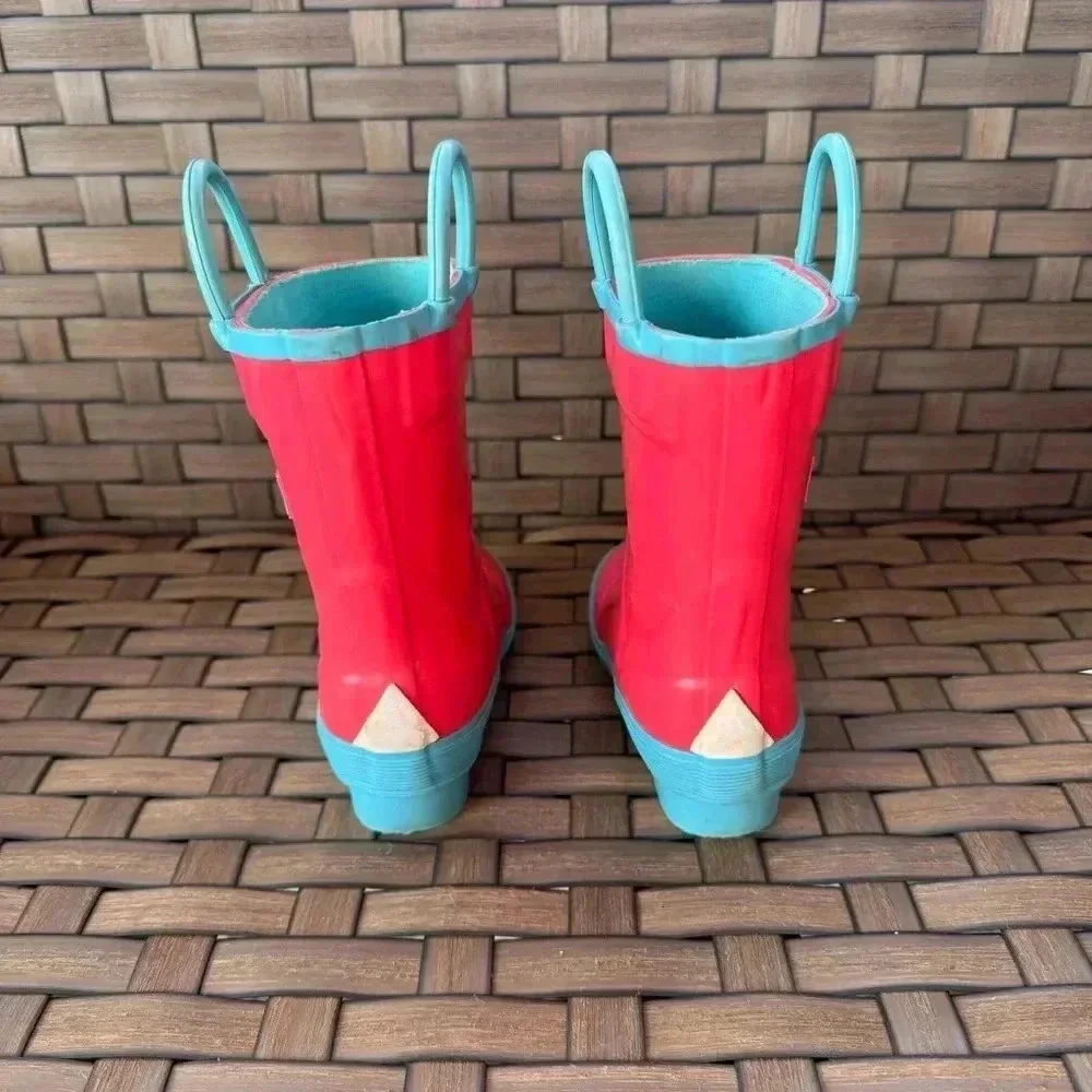 L.L. Bean Kids Bright Pink and Aqua Rain Boots - Picture 5 of 6